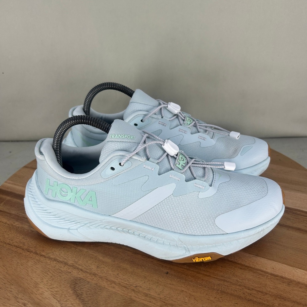 Hoka One One Transport Womens 8 Light Blue Walking Shoes Cushioned Comfort Walk